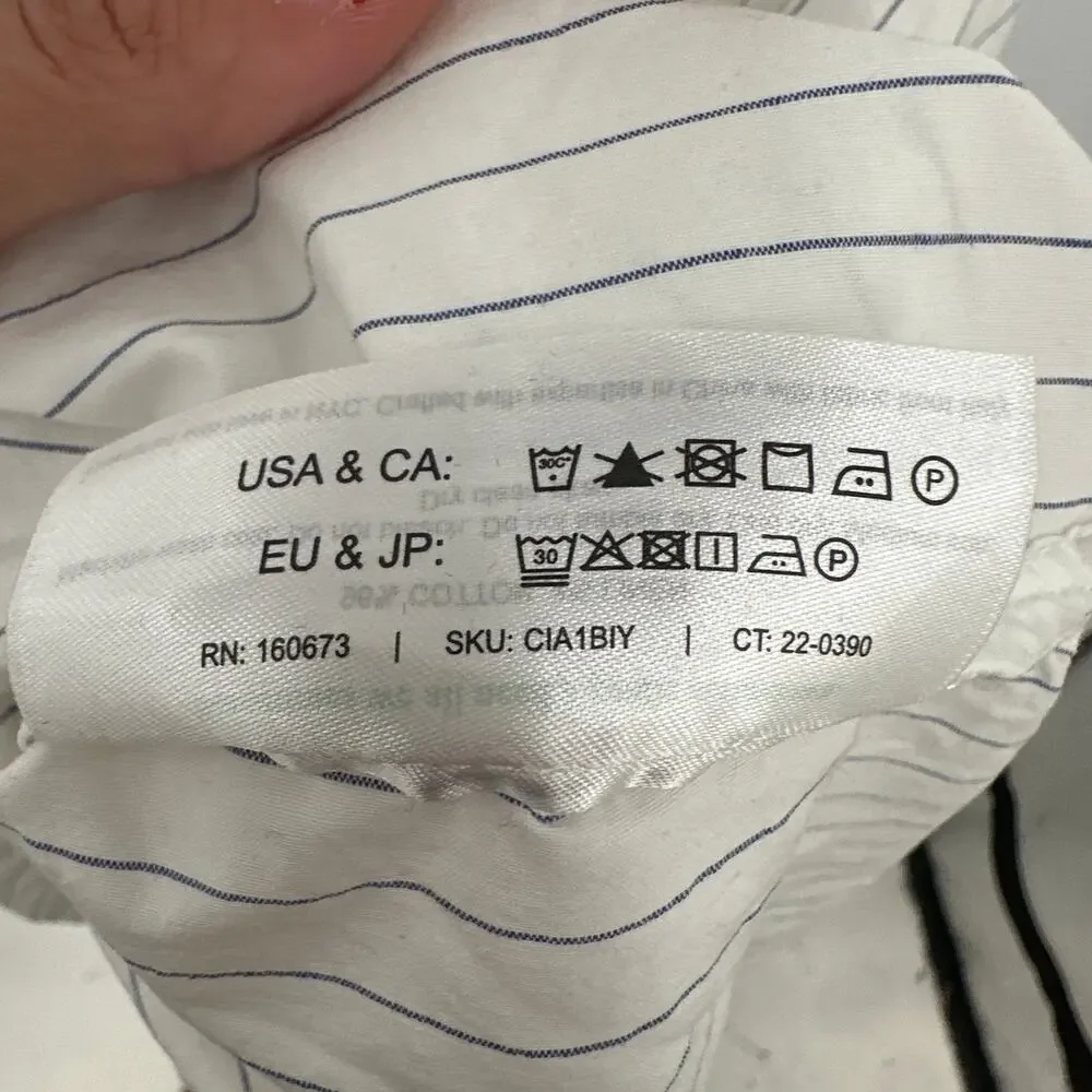 M.M. LaFluer Stripe Linen Cotton Blend Poplin Top // XL - Picture 7 of 8